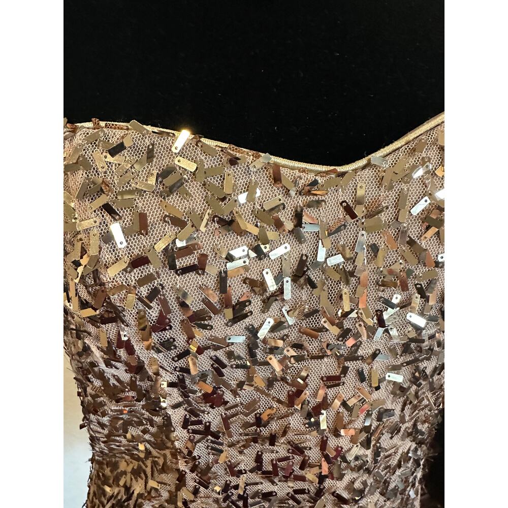 Wet Seal Gold Sequin Glam Metallic Y2K Strapless Bodycon Party Mini Dress - Picture 5 of 11